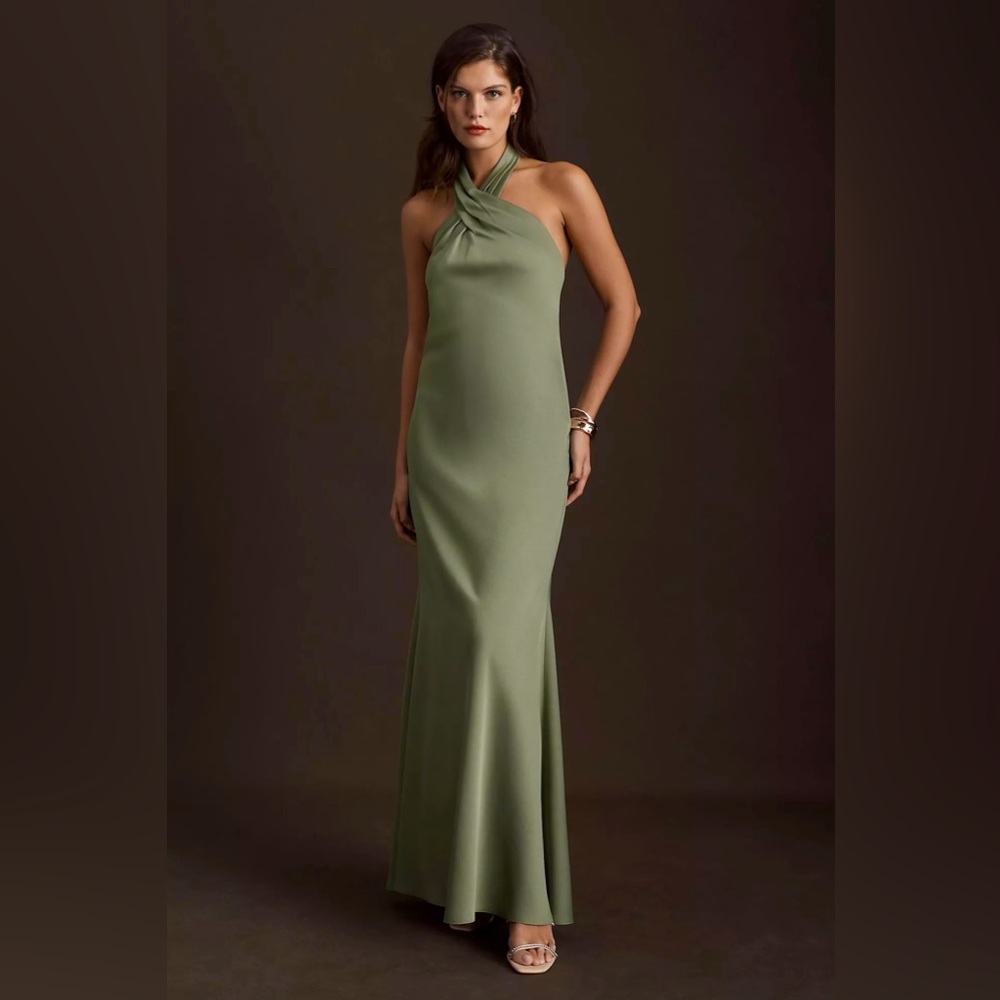 BHLDN | Ruby Satin Charmeuse Dress (Moss)